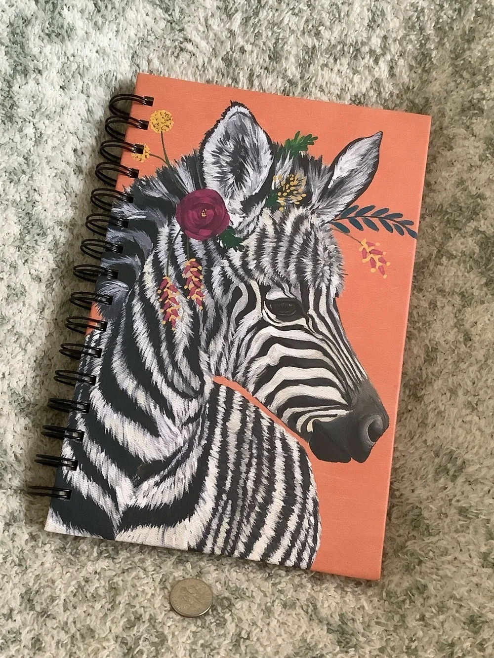 Floral Zebra Spiral Hardcover Journal Notebook ~120 lined pages NWT OCS Designs